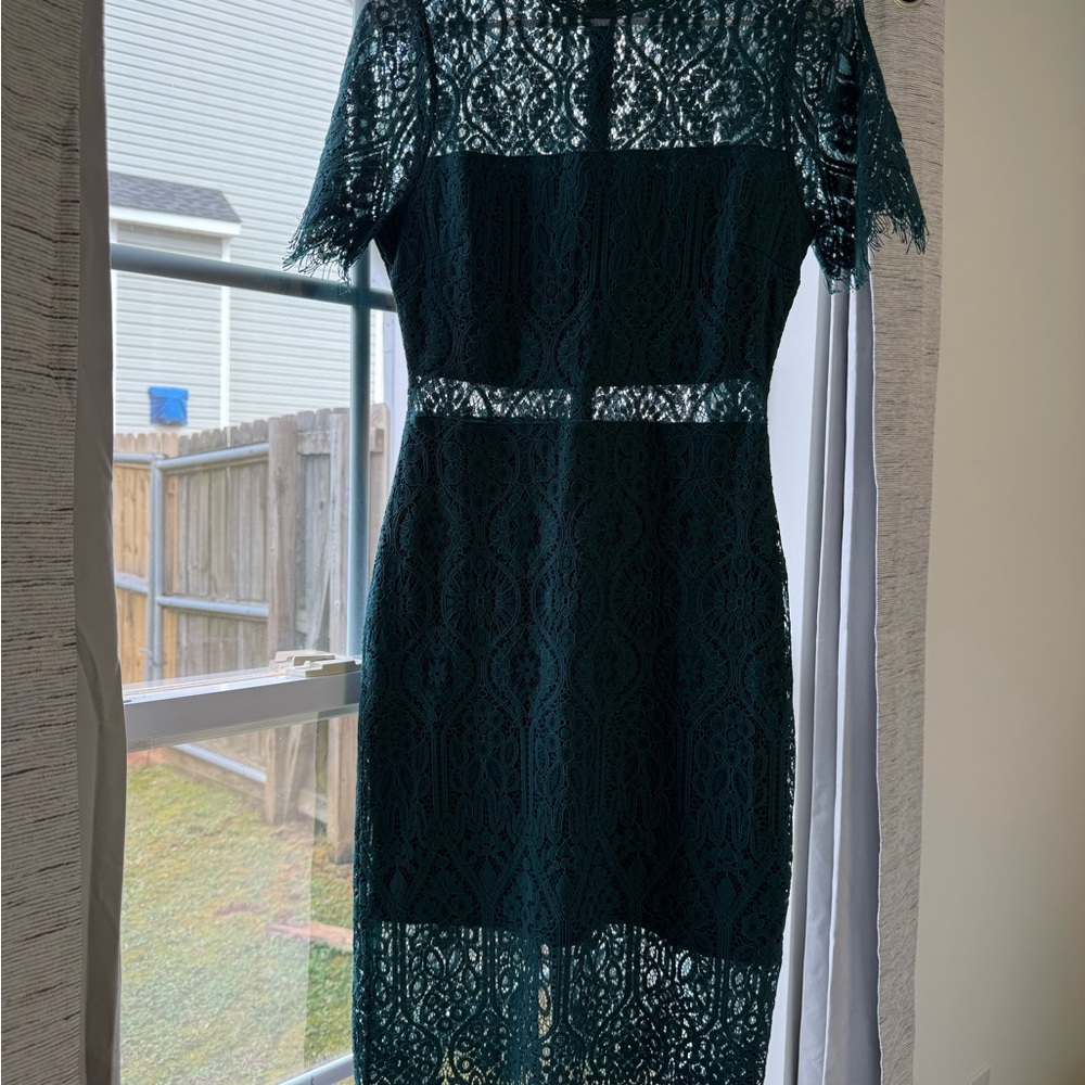 Lulu's Teal Lace Midi Dress
